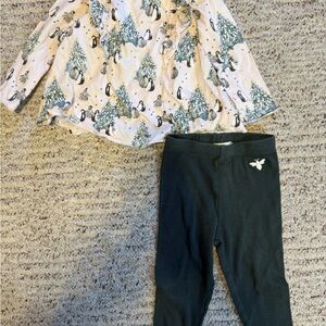 Burt's Bees Baby Penguin and Tree Print Set - White and Green